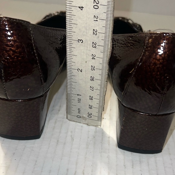 Chic Women's Brown Patent Leather Square Toe Buckle‎ Heel Pumps Size 9M - Picture 4 of 6